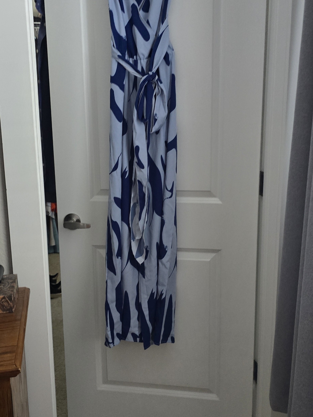 SHEIN Strapless Blue Print Maxi Romper